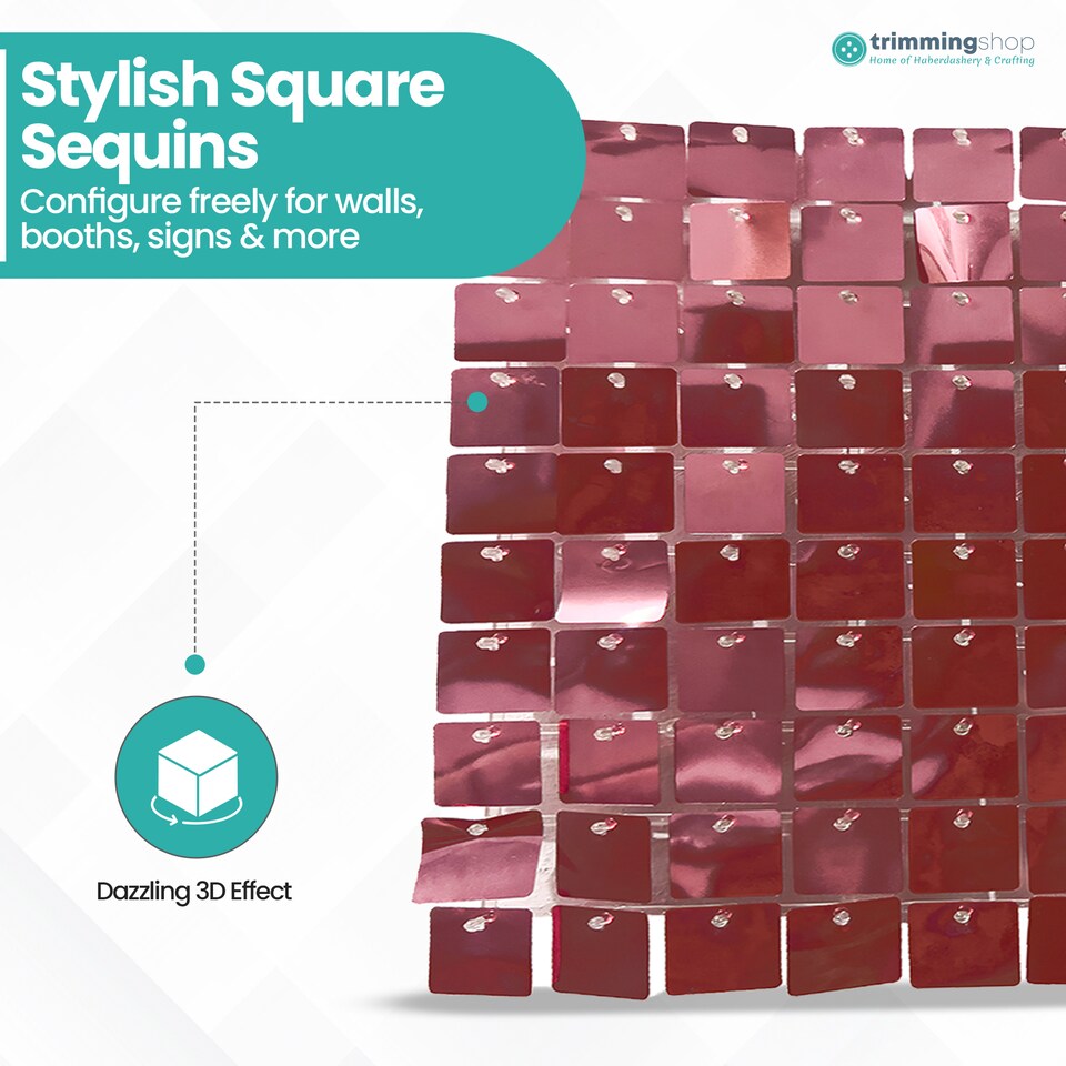 image 1 of 30cm x 30cm Shimmer Sequin Wall Panels, Reflective Square Backdrop Panel