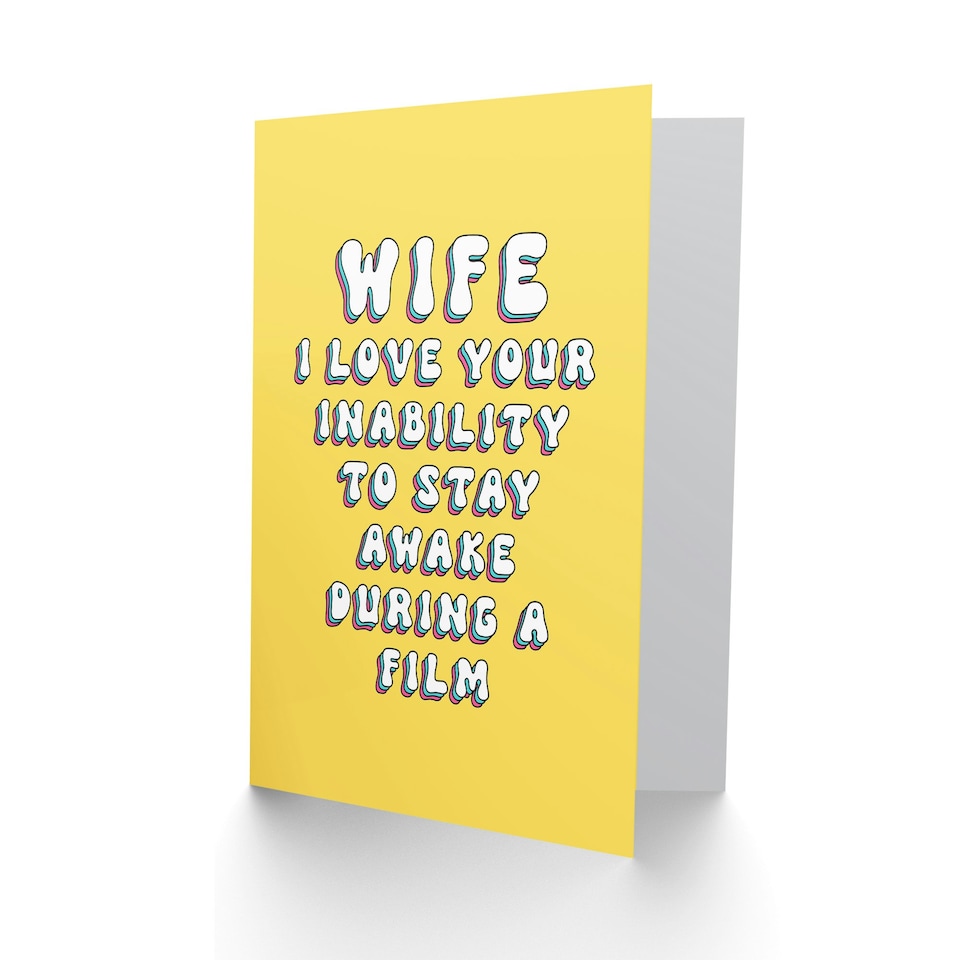 image 1 of Inability Stay Awake During Films Her Wife Funny Birthday Card