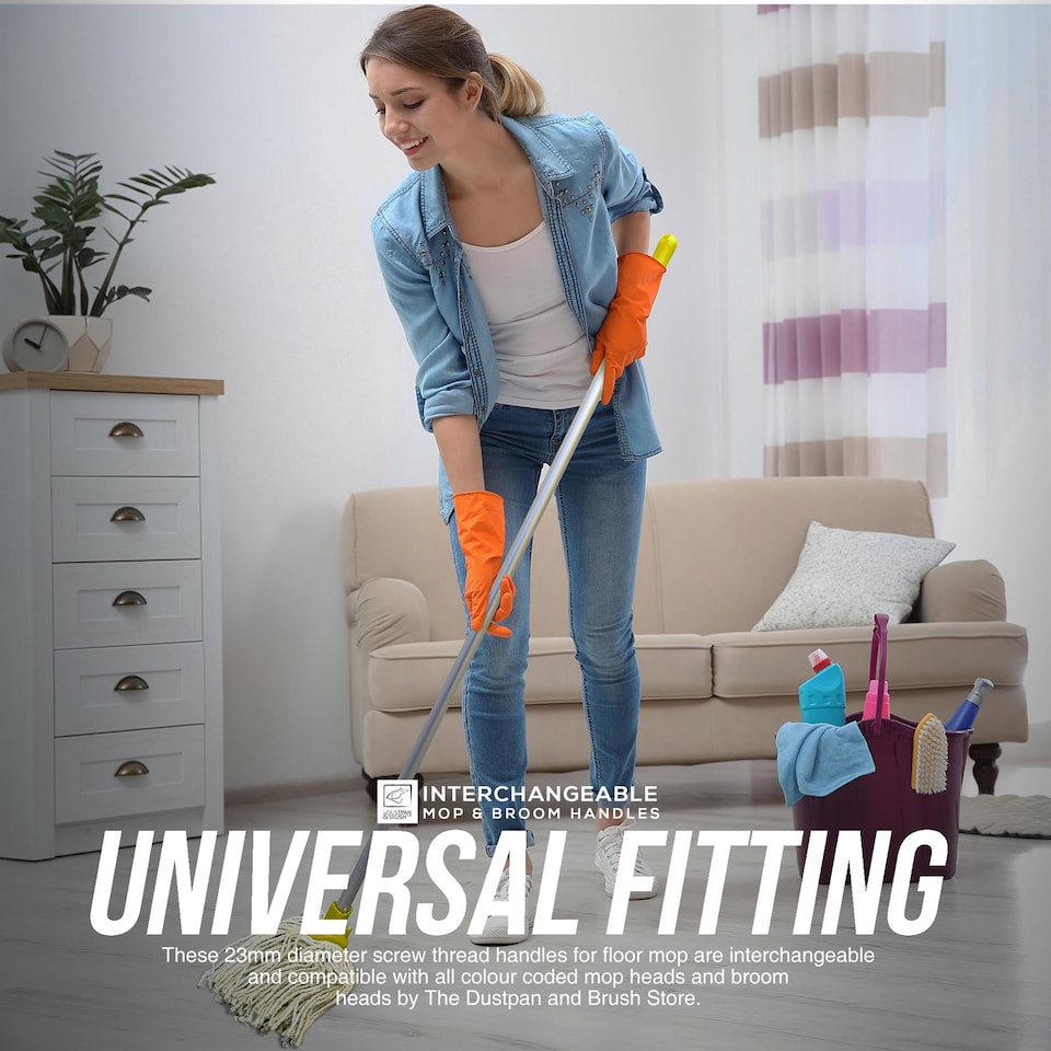 image 1 of Colour-Coded Aluminium Mop & Broom Handle 120cm Universal Screw Fit