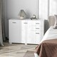 image 6 of HOMCOM Modern Sideboard Kitchen Storage Cabinet with 2 Drawers, White White