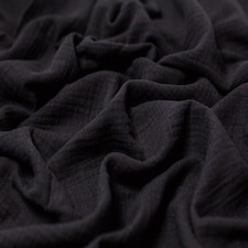Minerva Core Range Black Cotton Double Gauze Fabric for Dressmaking, 130cm / 51" Wide - per metre