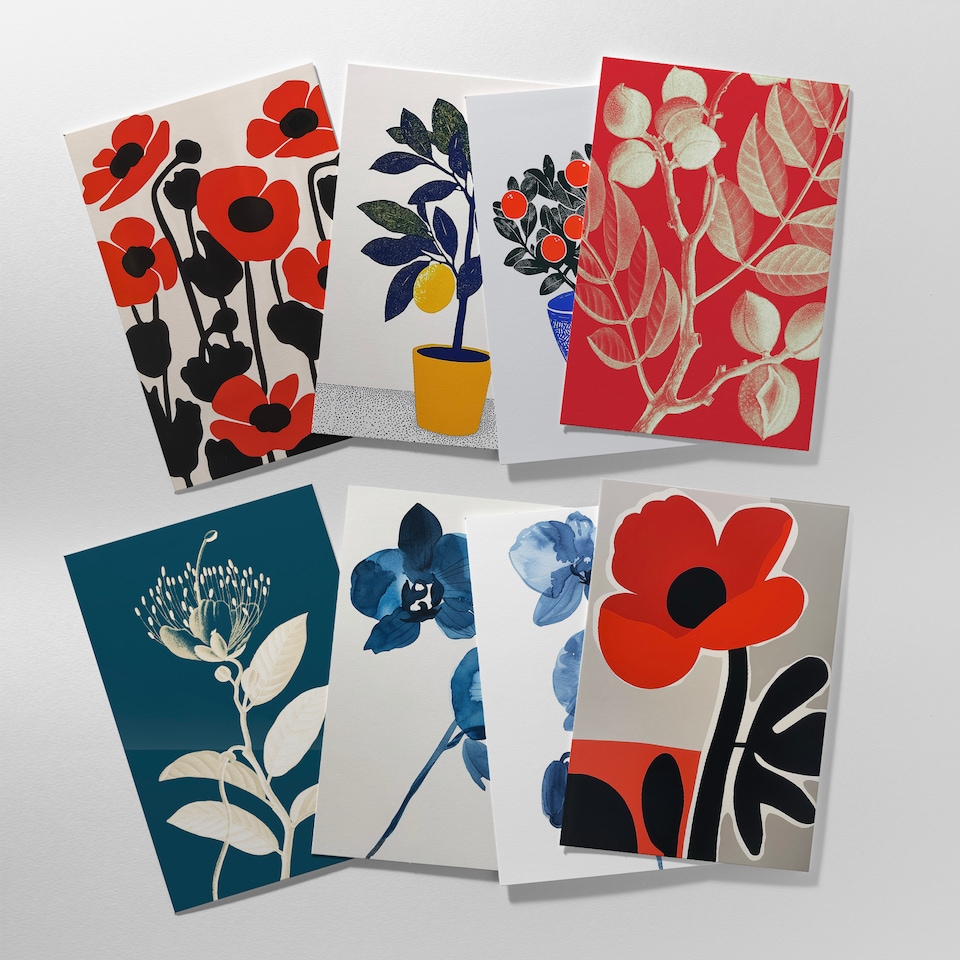 image 1 of Floral Greeting Art Cards Classic Garden Flower Artwork Set