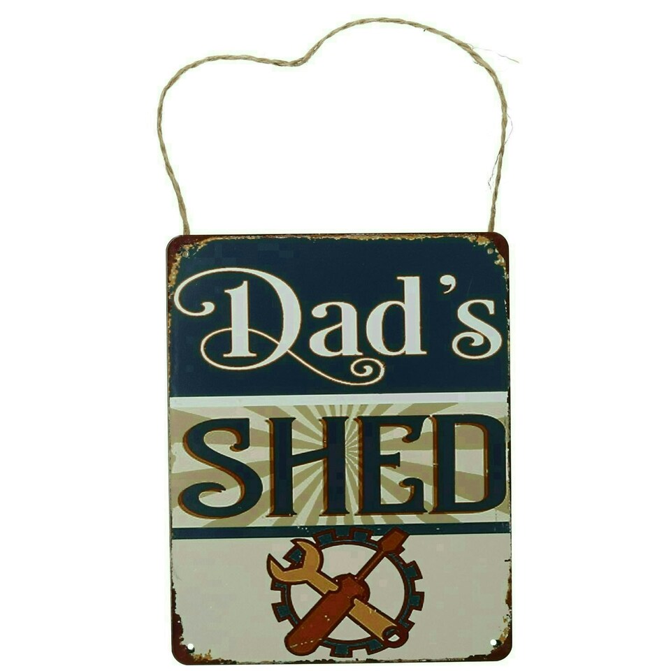 image 1 of Retro Hanging 'Dad's Shed' Metal Sign Garage/Home PrePunched Holes 20x25cm