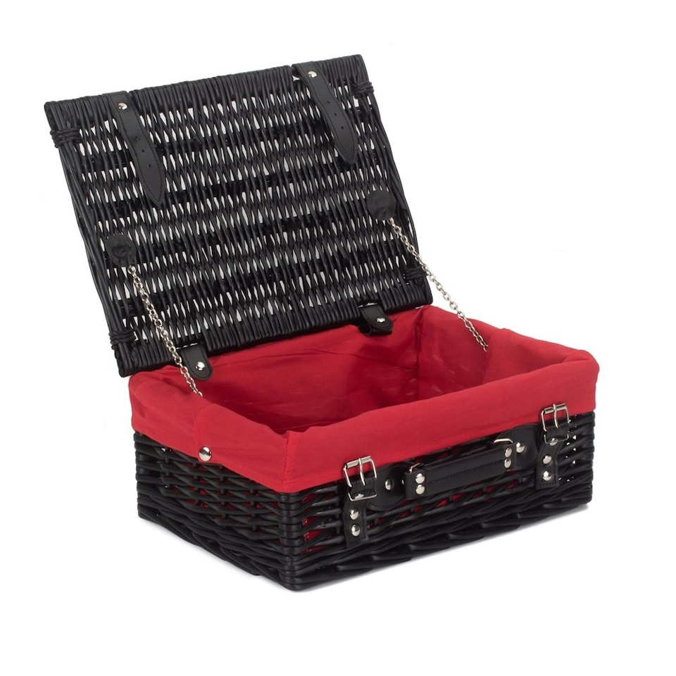 image 1 of 36cm Empty Willow Wicker Picnic Basket with Lining | White | White | One Size