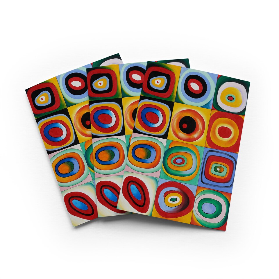 image 1 of Wassily Kandinsky Colour Study Greeting Card Abstract Art Set of 3 Blank Inside
