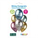 image 3 of Assorted Colour Congrats Shiny Metallic Latex Balloons 33cm / 13 in - Pack of 6