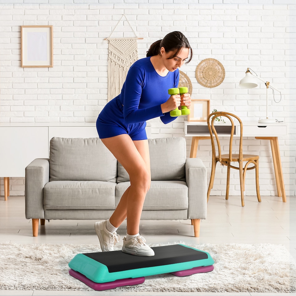 image 1 of HOMCOM Aerobic Steppers Compact Stepper for Indoor Exercise Workout