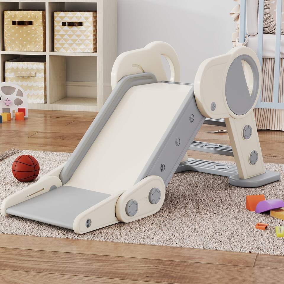 image 1 of AIYAPLAY Freestanding Foldable Kids Slide, Baby Slide for 1.5-3 Years, Grey