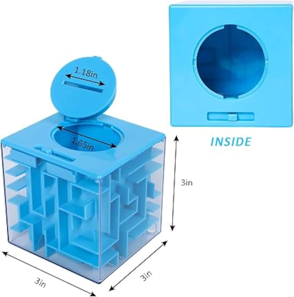 image 1 of London Boutique 4 Pack Money Maze Puzzle Box 7.6x7.6cm - Transparent ABS 3D Maze Cash Gift Holder & Brain Teaser Toy, Reusable Piggy Bank for Kids & Adults, Birthday & Christmas Party Favors