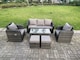 image 1 of Fimous 7 Seat PE Rattan Garden Furniture Set Adjustable Chair Lounge Sofa Set Oblong Coffee Table Stools Dark Grey Mixed