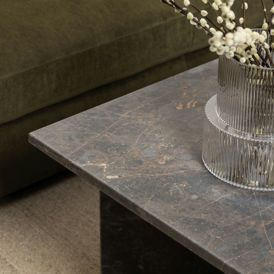 image 1 of Vega Coffee Table with Marron Marble Top 90cm