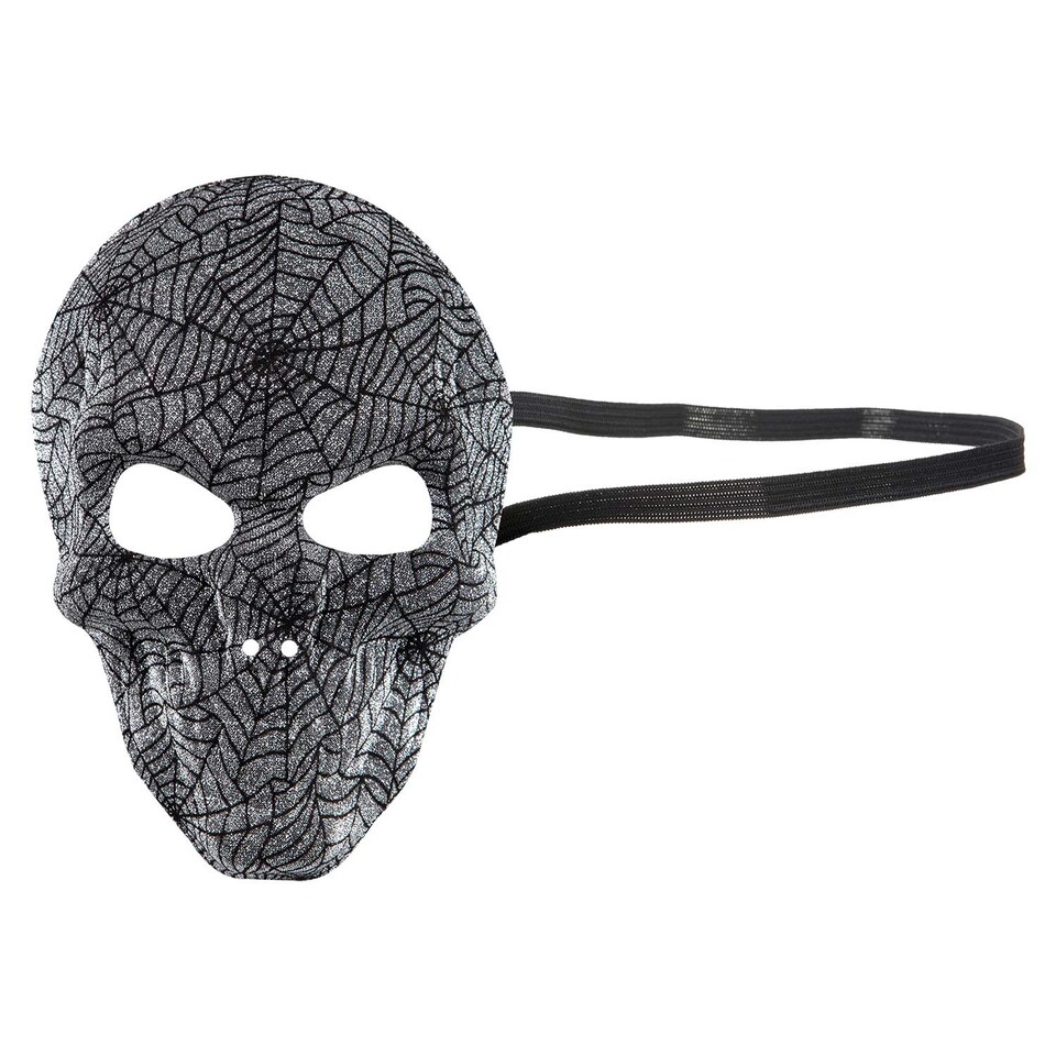 image 1 of vfm-estore Halloween Skull Mask Glitter Web Design Silver