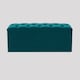 image 1 of 90cm Luna Chesterfield Ottoman Storage Box - Emerald Green Plush Velvet Upholstered Blanket Box