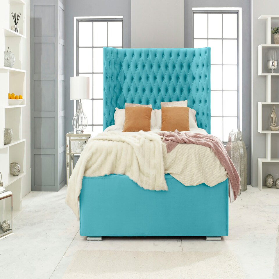 Philly Plush King Bed Frame - Teal