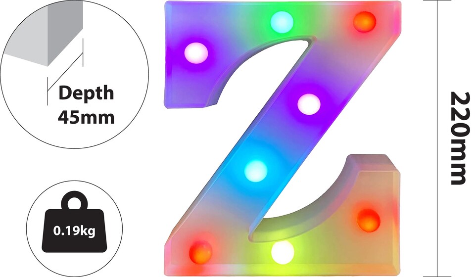 image 1 of Battery Operated RGB Letter   With Remote Control Letter Z