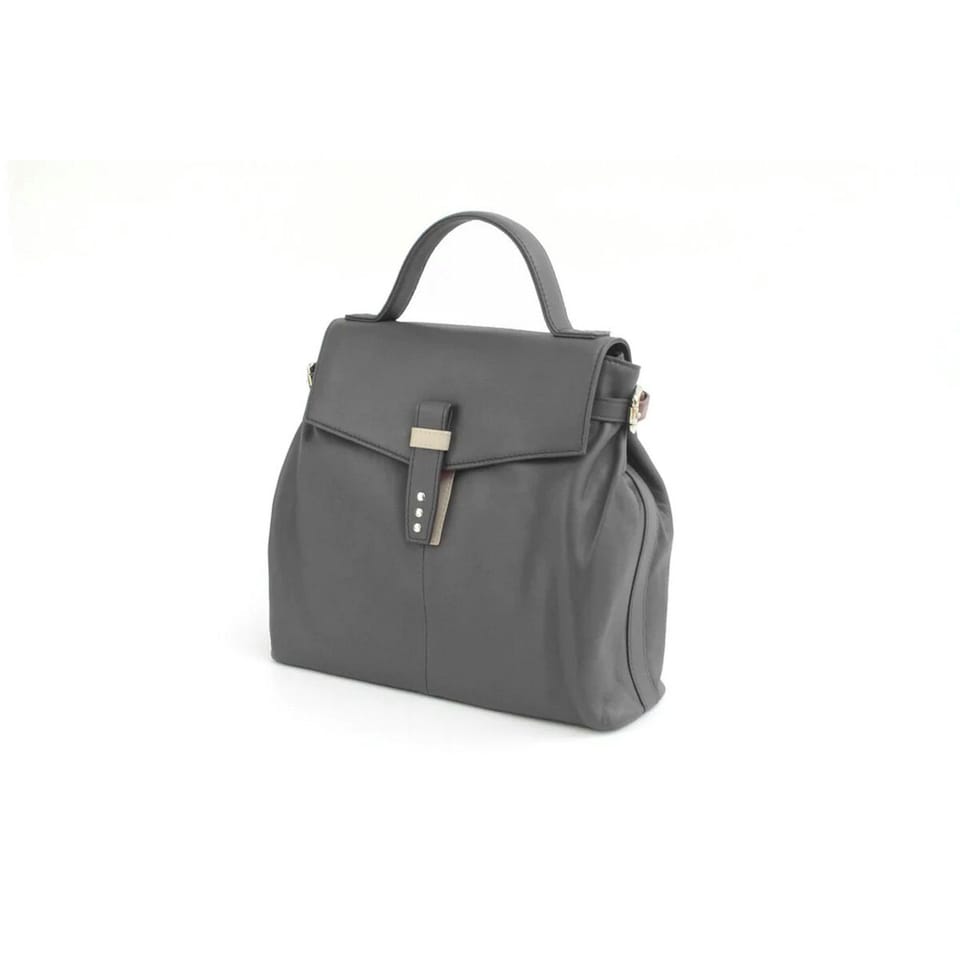 image 1 of Eastern Counties Leather Katrina Leather Buckle Detail Handbag - Black/Ivory - One Size | Black
