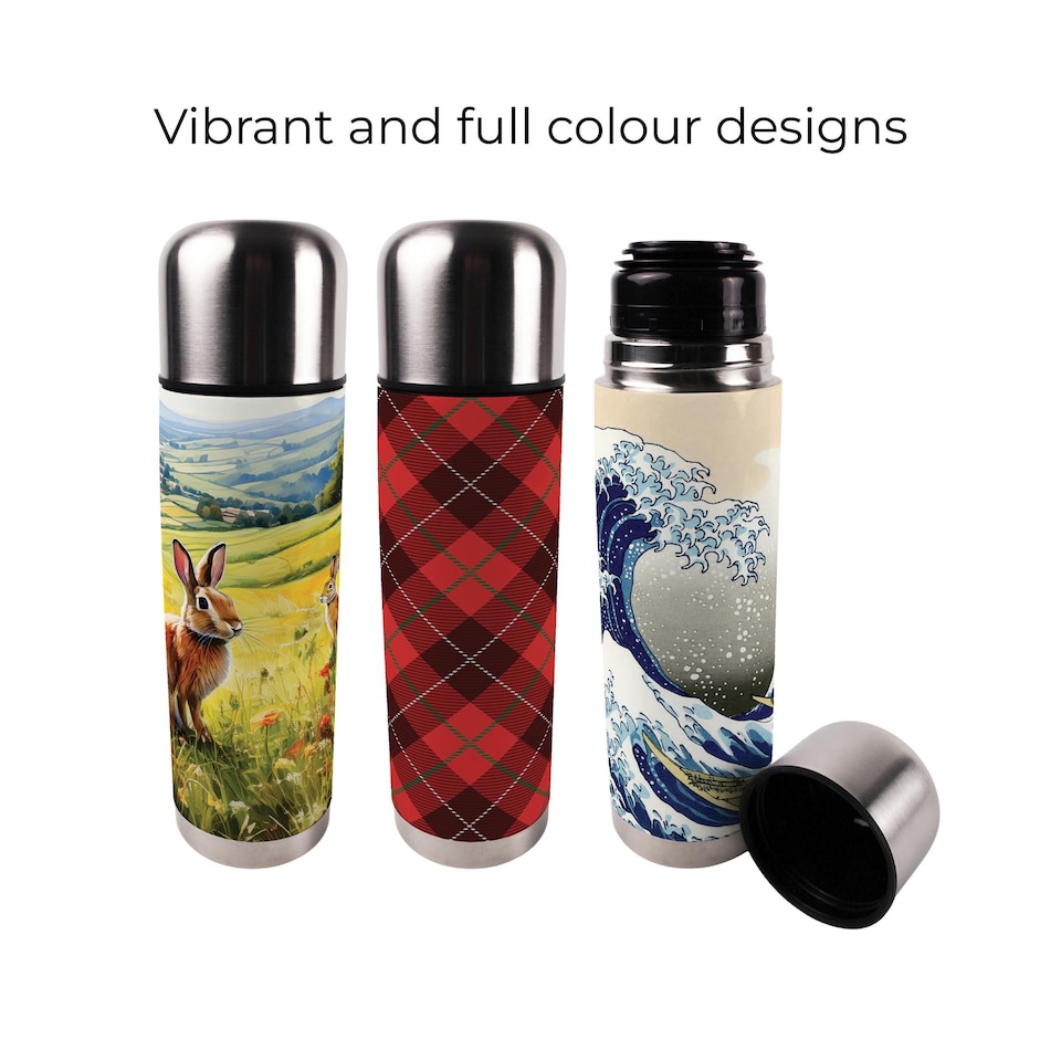 image 1 of Beige Leopard Print Large Reusable Thermal Flask