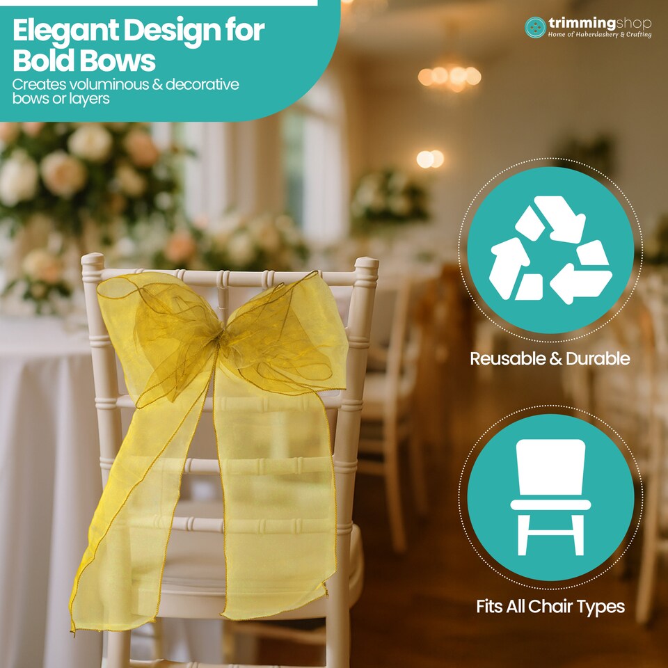 image 1 of 17 x 280cm Organza Chair Sashes, Sheer Sash Ties - 25pcs