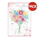 image 1 of Simon Elvin Thinking of You Greetings Card (Pack of 6) - White/Pink/Green - One Size White | One Size