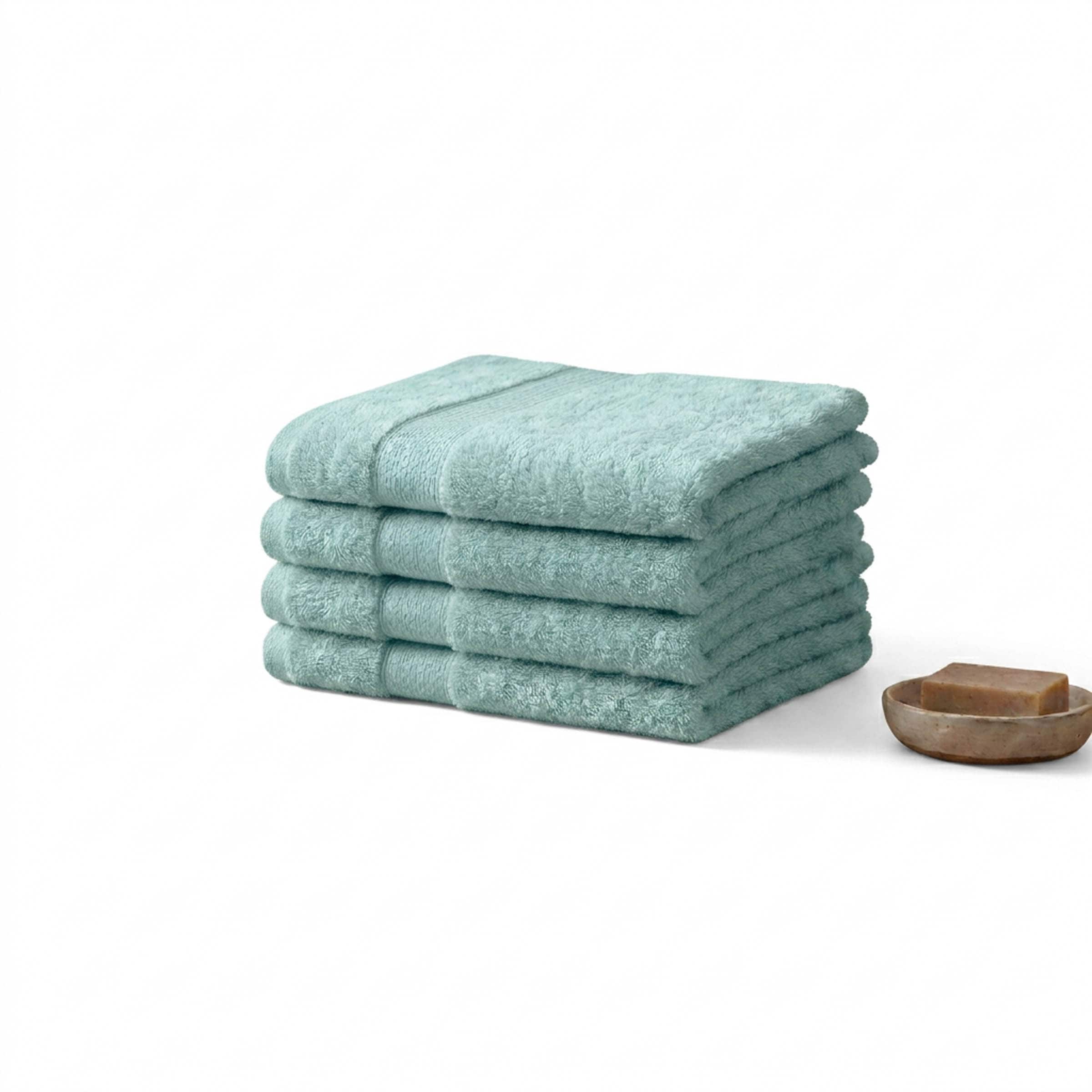 Vision V475 - 4 Pack 100% Cotton Face Cloths in Pale Green