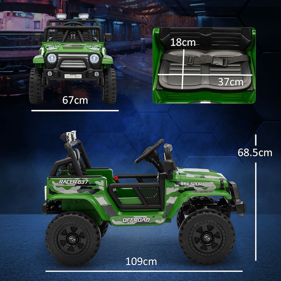 image 1 of AIYAPLAY Kids Ride On Car, 12V Electric Truck w/ Suspension, Green