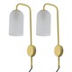 image 1 of Set of 2 Victoria - Satin Brass Plug in Wall Lights Frost Glass Shades | Gold | White | 2