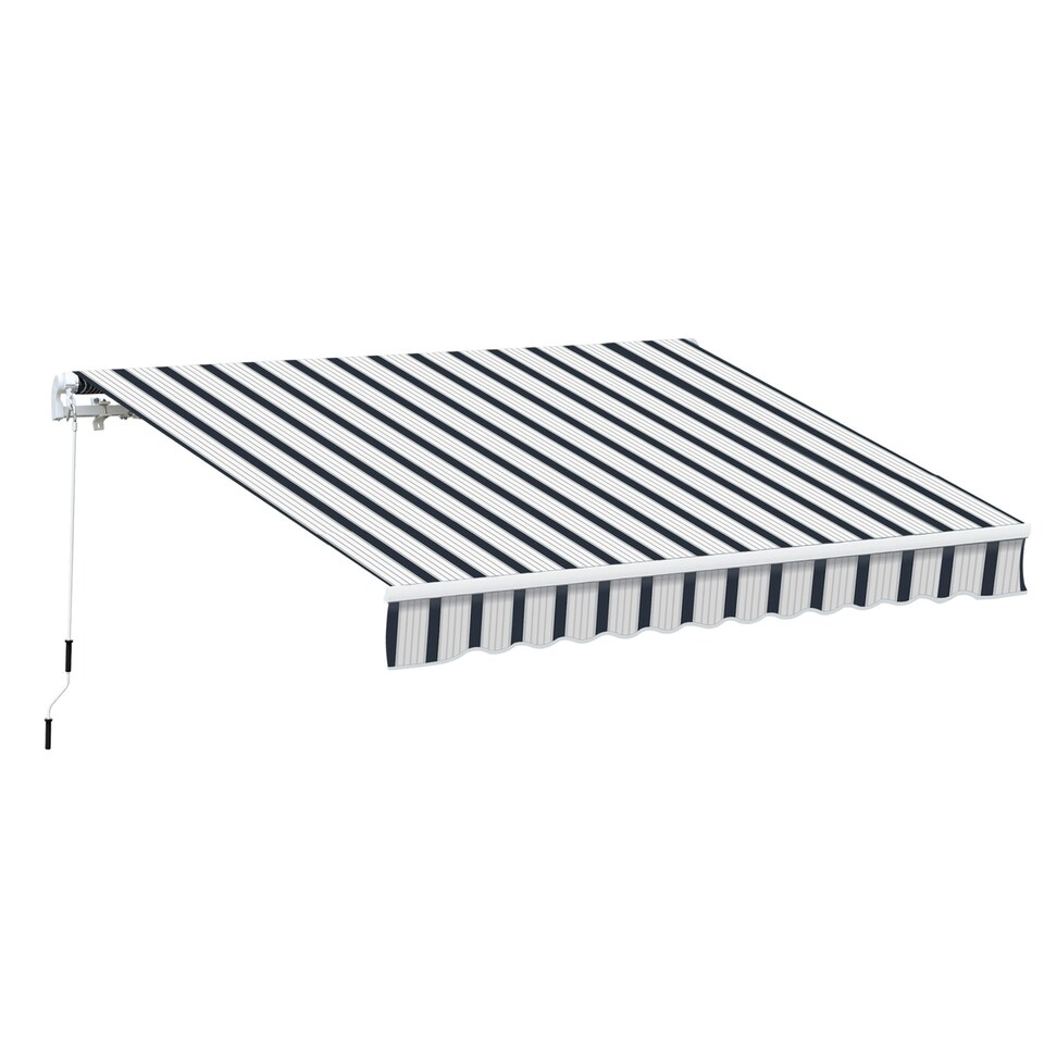 image 1 of Outsunny Garden Sun Shade Canopy Retractable Awning, 4 x 3(m) Blue and White