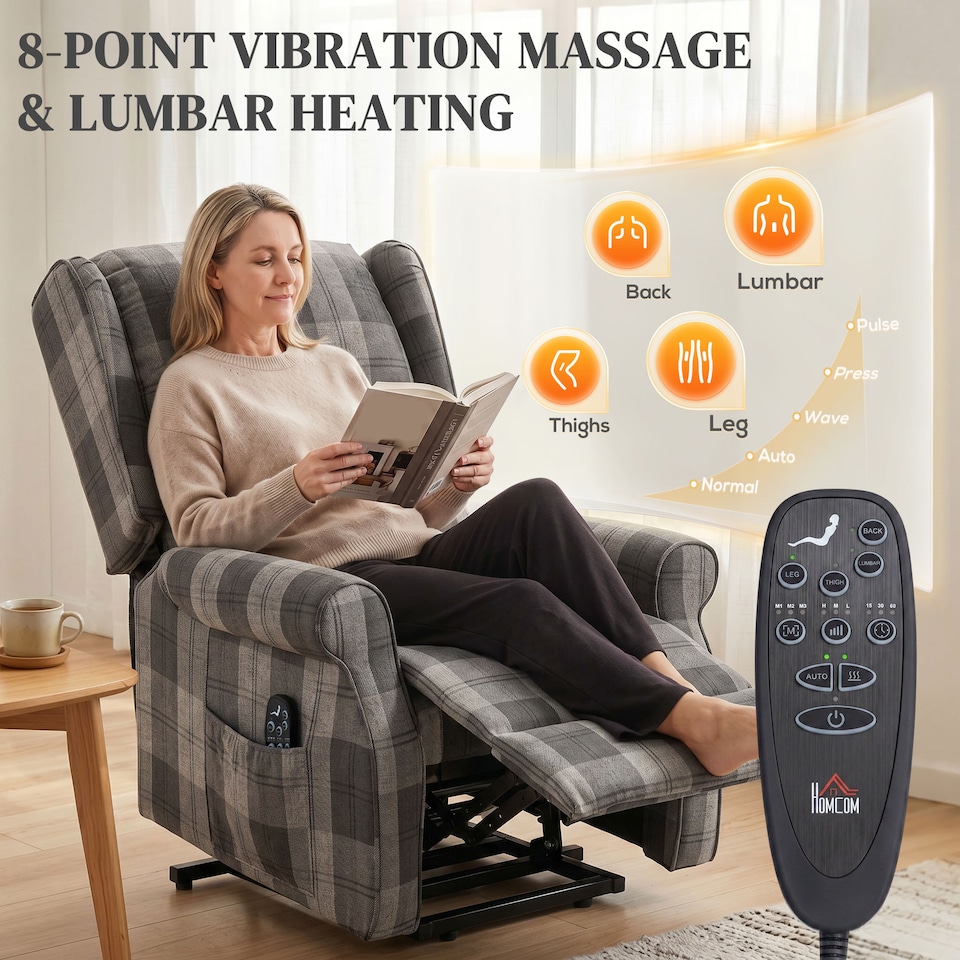 image 1 of HOMCOM Power Lift Recliner Chair with Vibration Massage and Heat, Grey