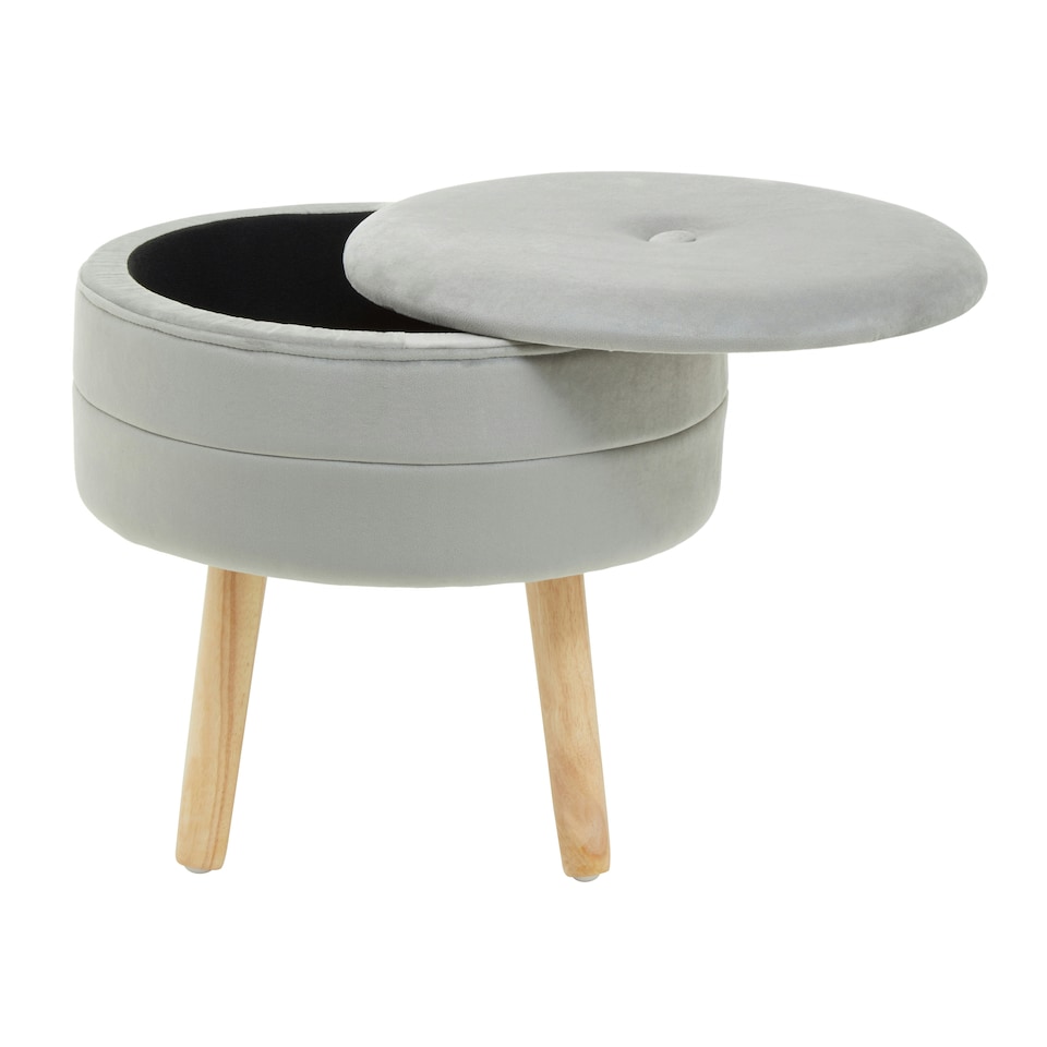 image 1 of Interiors By Premier Durable Grey Velvet Stool, Stylish Kitchen Bar Stool For Bedroom, Versatile Design Bar Stool For Guests