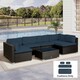 image 2 of Outsunny Garden Rattan Sofa Set Polyester Cover Replacement No Cushion Blue | Blue
