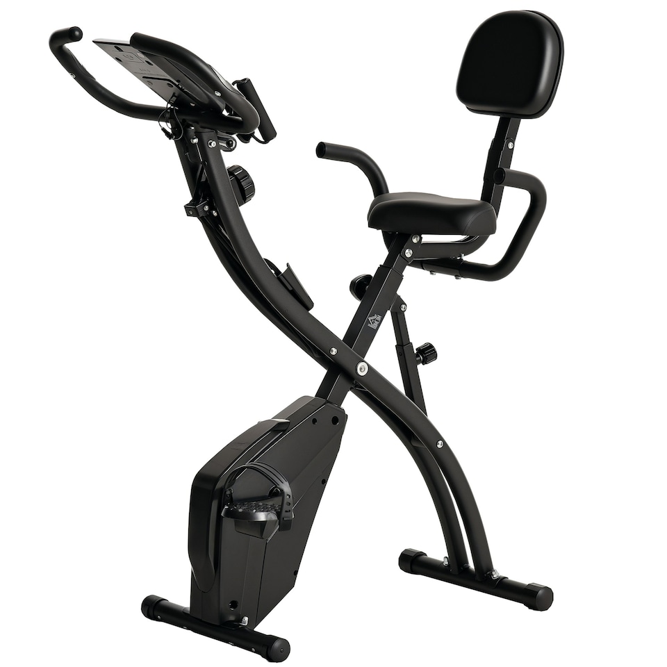 image 1 of HOMCOM 2-In-1 Folding Exercise Bike with 8-Level Magnetic Resistance Black