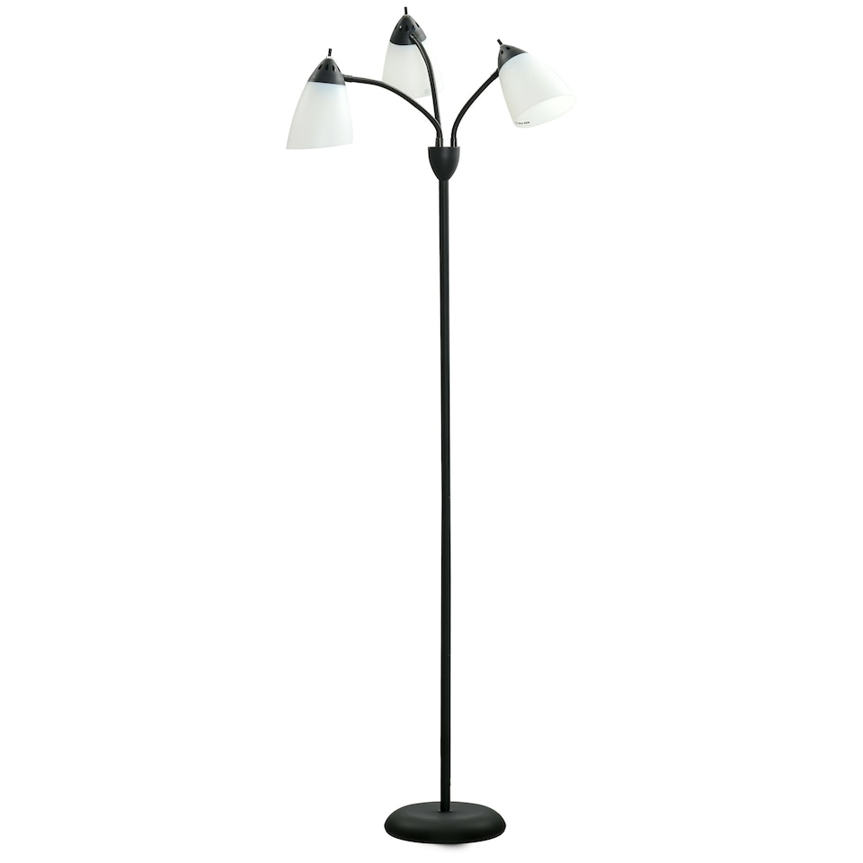 image 1 of HOMCOM Tree Floor Lamp with 3 Adjustable Light, Industrial Standing Lamp, Black