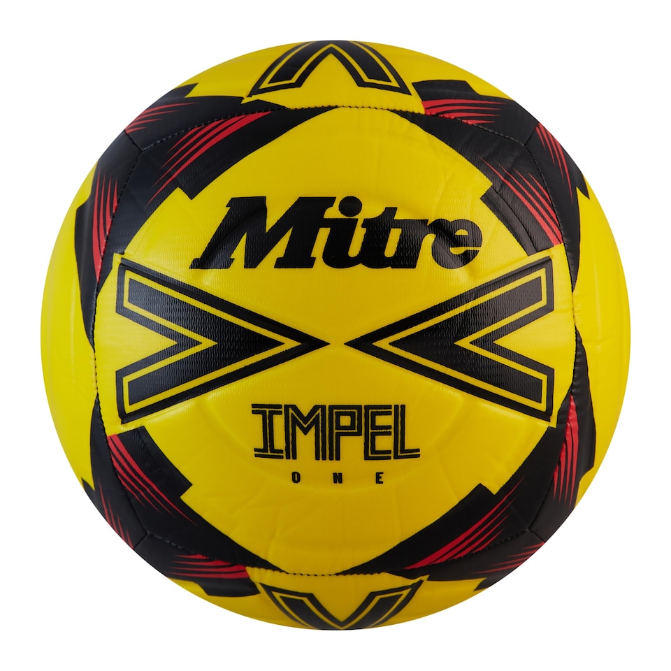 image 1 of Mitre Impel One Level Training Football Soccer Ball Fluo Yellow/Black/Red - Size 3