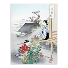 Caring For The Chrysanthemums Vintage Japan Wall Art Print Gekko 24x32"