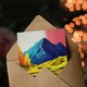 image 3 of Serene Mountain Lake Pink Sky Autumn Landscape Birthday Greeting Card