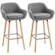 image 1 of HOMCOM Set of 2 Bar Stools Modern Upholstered Seat Bar Chairs - Grey