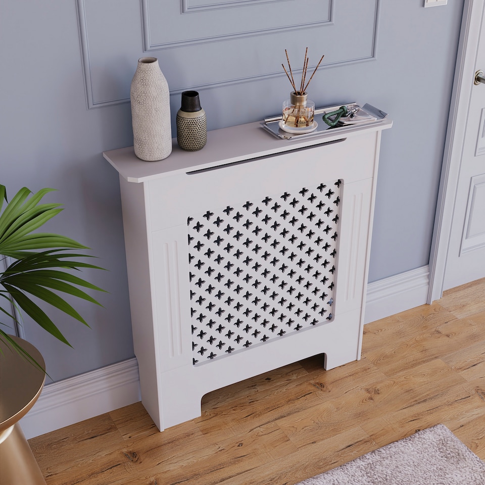 image 1 of Vida Designs Oxford Radiator Cover Painted MDF Cabinet, White, 78cm
