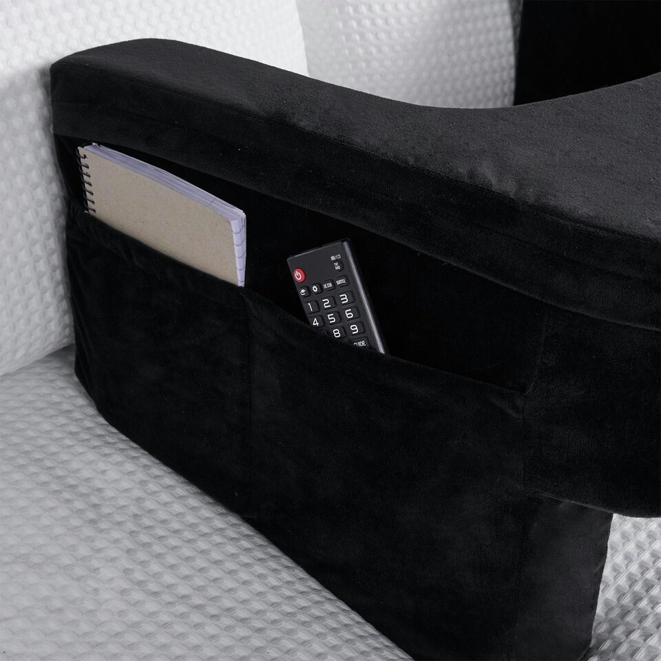 image 1 of OHS Soft Comfy Armrest Reading Laptop Gaming Bed Desk Lap Pillow With Storage Pockets | Black | 65 x 56 x 34cm