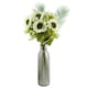 image 1 of Artificial 100cm White Artificial Sunflower Arrangement Glass Vase