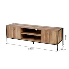 TV Unit Media Stand Storage Cabinet Modern Oak Finish Cupboard and Shelf Storage | Brown