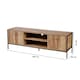 image 1 of TV Unit Media Stand Storage Cabinet Modern Oak Finish Cupboard and Shelf Storage | Brown