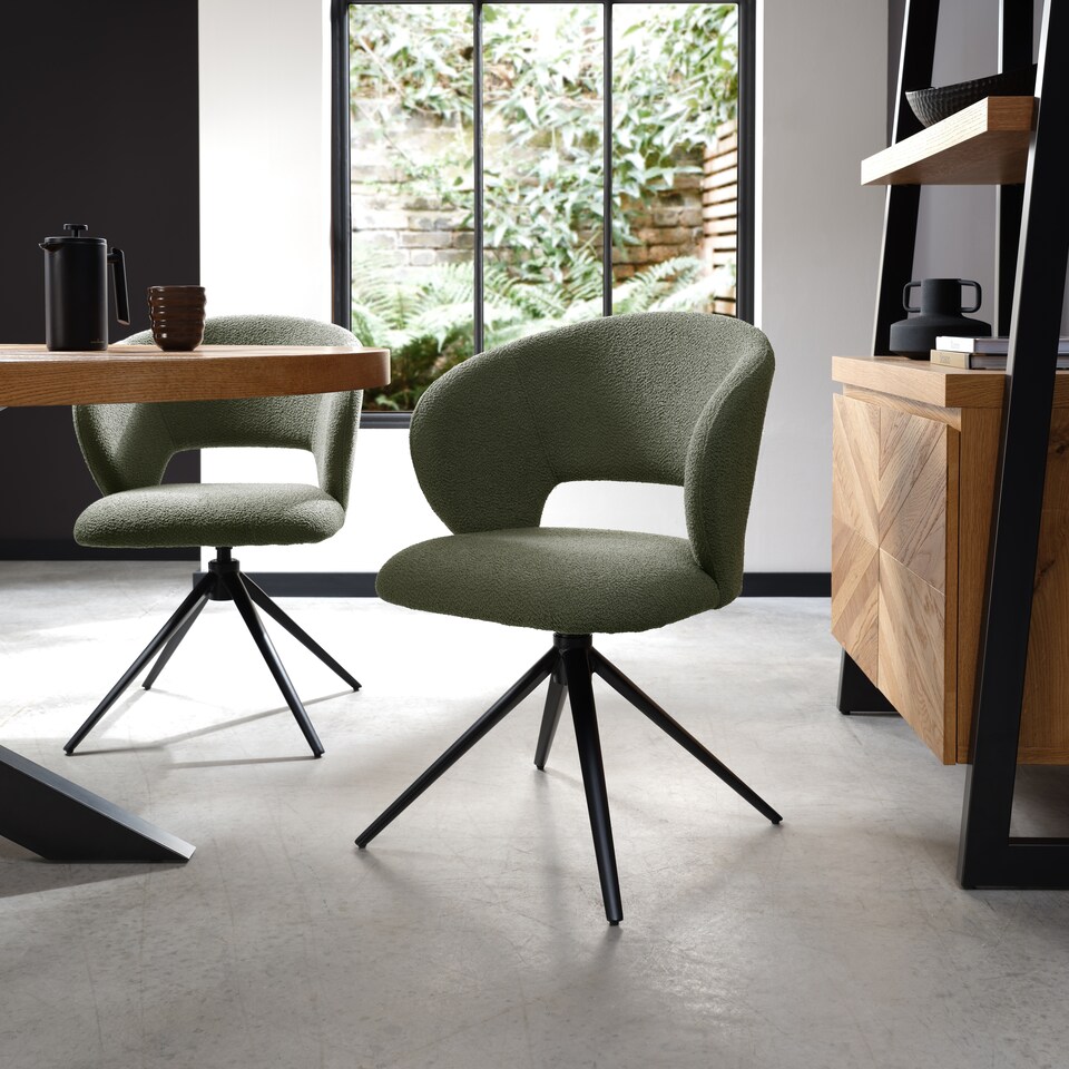 image 1 of Bentley Designs - Stella - Swivel Chair in Green Boucle Fabric (Single)