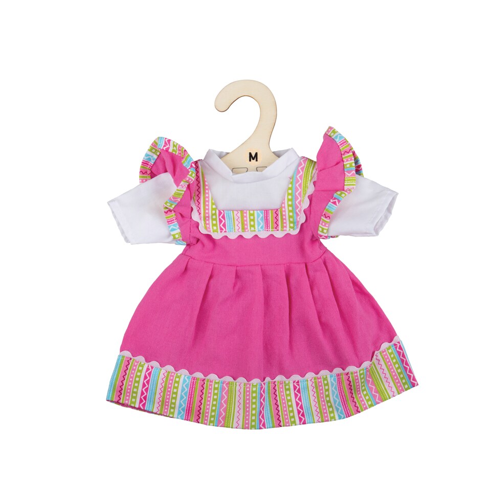 Pink Dress With Striped Trim - Medium