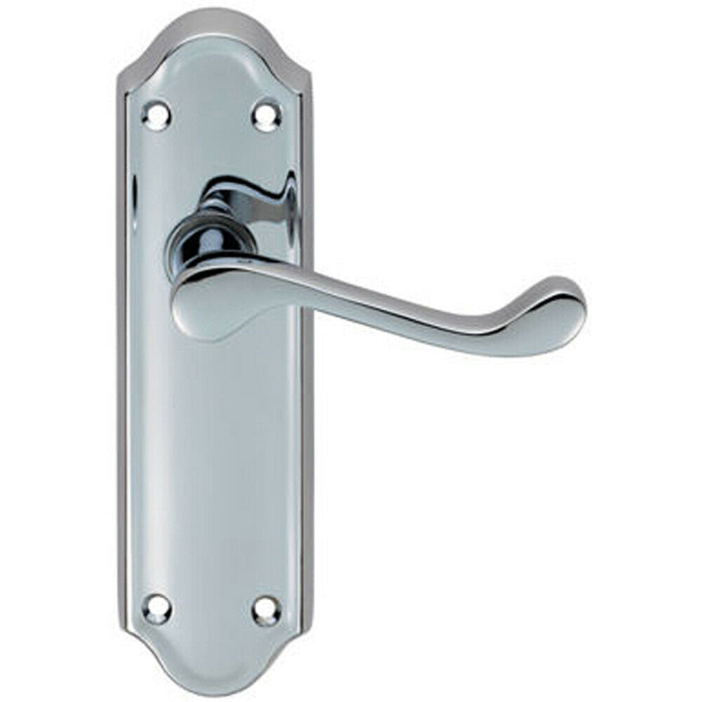 Loops PAIR Victorian Upturned Handle on Latch Backplate 168 x 47mm Polished Chrome