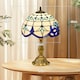 image 3 of HOMCOM Stained Glass Table Lamp, Vintage Lamp with Green Handmade Shade