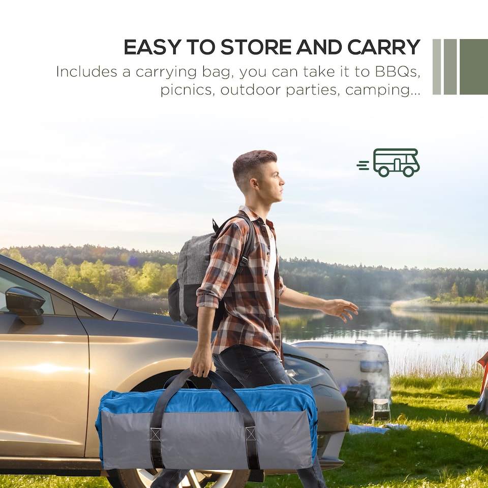 image 1 of Outsunny 3.5 x 3.5M Camping Gazebo, Outdoor Event Shelter Dome Tent Garden Sun Shelter Patio Spire Arc Pavilion Camp Sun Shade Tent for 68 Person | Green