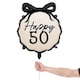 image 3 of Happy 50th Birthday Black Bow Cream Elegant Milestone Round Foil Helium Balloon 48cm / 19 in | Black