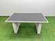 image 4 of Fimous Patio Outdoor Garden Furniture Sets with Black Glass Top Dining Table 3 Seater Sofa 2 Small Stool Light Grey