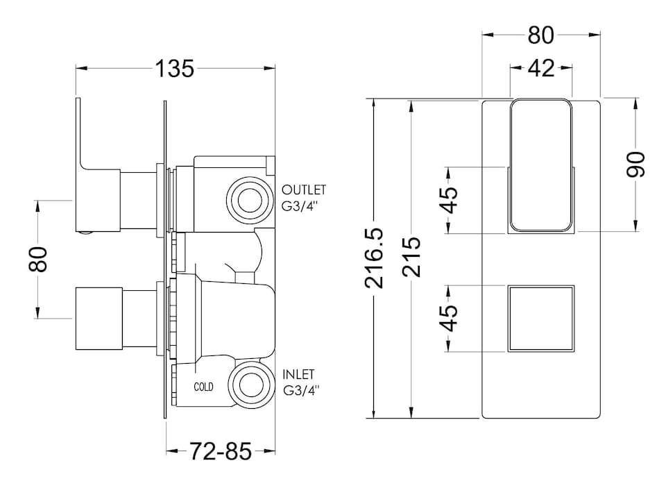 image 1 of Concealed Twin Thermostatic Shower Valve Diverter 2 Outlets Grey | Silver | Brushed Pewter | 1