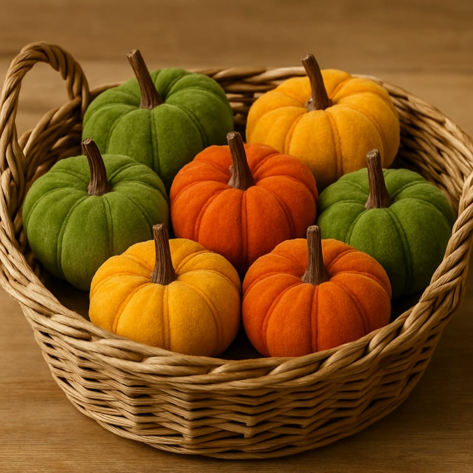 image 1 of Marco Paul Pack of 7 Plush Pumpkin Autumn Decor